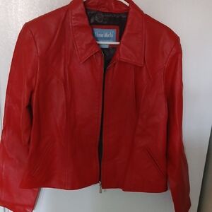 Vibrant Red Leather Jacket
